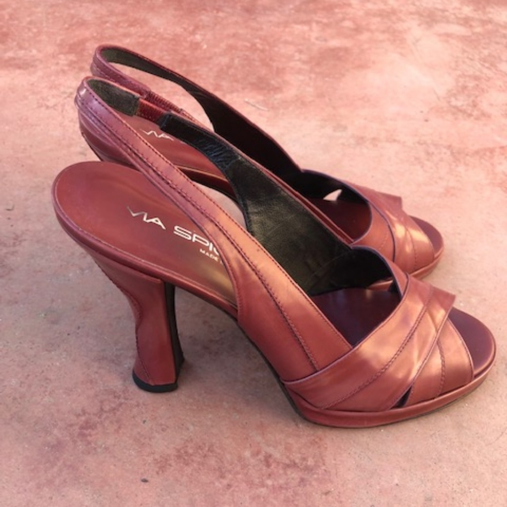 NEW Via Spiga Peep Toe Slingbacks, Mauve, Size 9.5